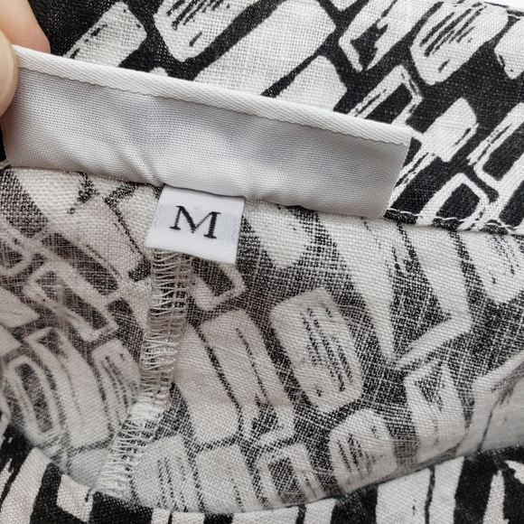 Bryn Walker linen top Women Oversized Med black and white 100% linen lagenlook - Picture 4 of 9